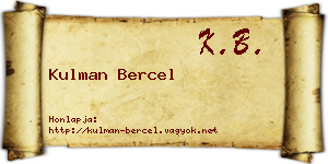 Kulman Bercel névjegykártya